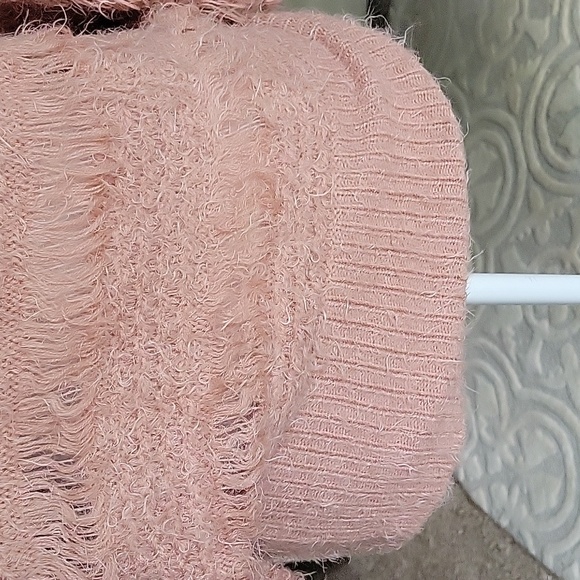 Puff & Bear Blush / Peach Color Fuzzy Sweater - Picture 4 of 10